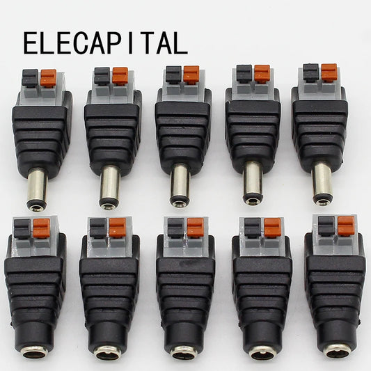 Custom DC Male +5 pcs DC Female connector 2.1*5.5mm DC Power Jack Adapter Plug Connector for 3528/5050/5730 single color led strip Manufacturer