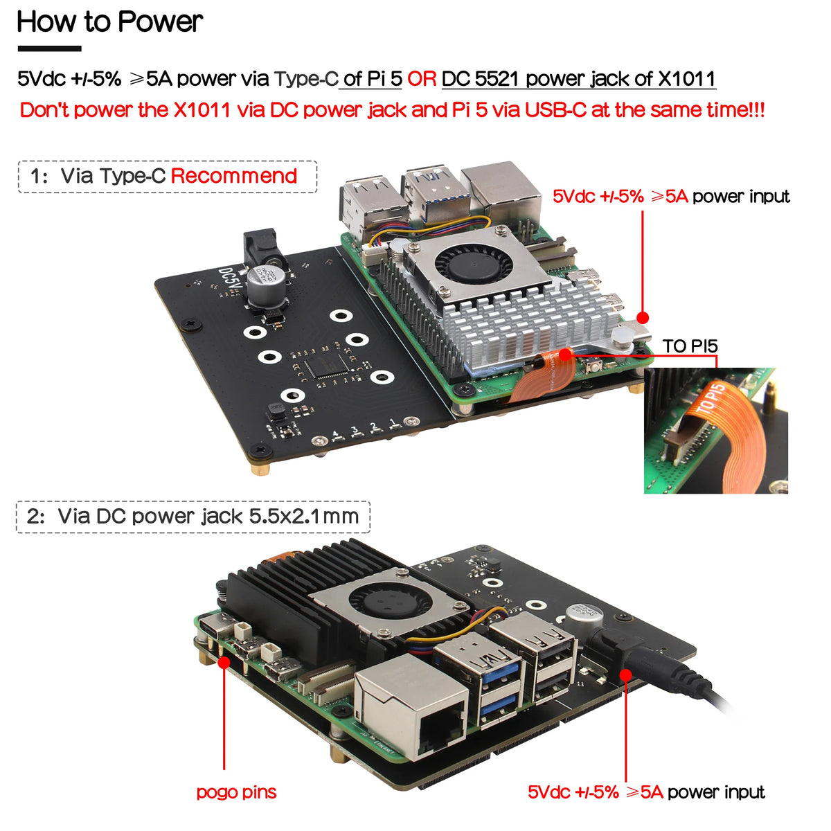 Custom  X1011 PCIe to NVMe Shield support four 2280/2260/2242/2230 M.2 NVMe SSDs for Raspberry Pi 5