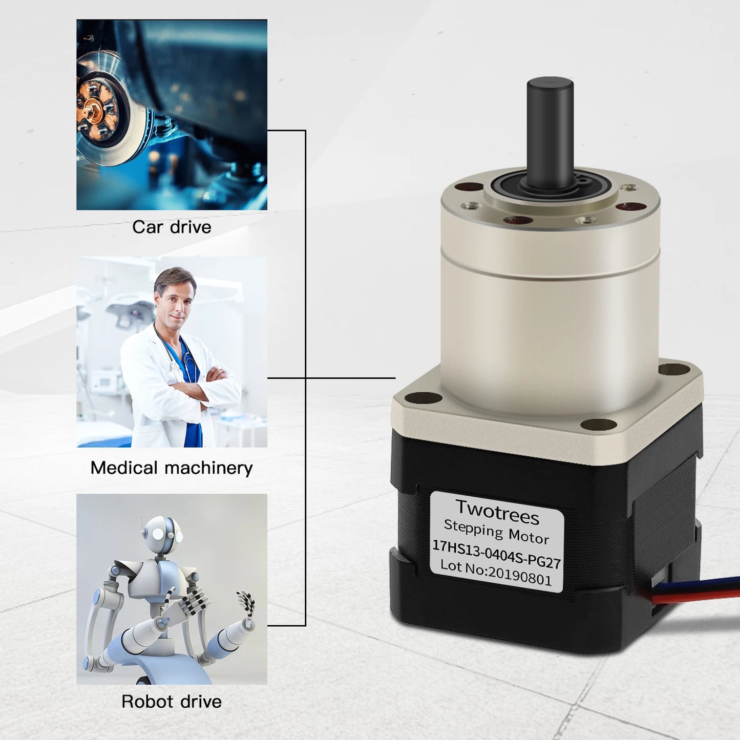 Custom Nema 17 Stepper Motor 17HS13-0404S-PG27 L=33mm w/ Gear Ratio 27:1 Planetary Gearbox 0.4A for CNC Robot/ 3D Printer Manufacturer