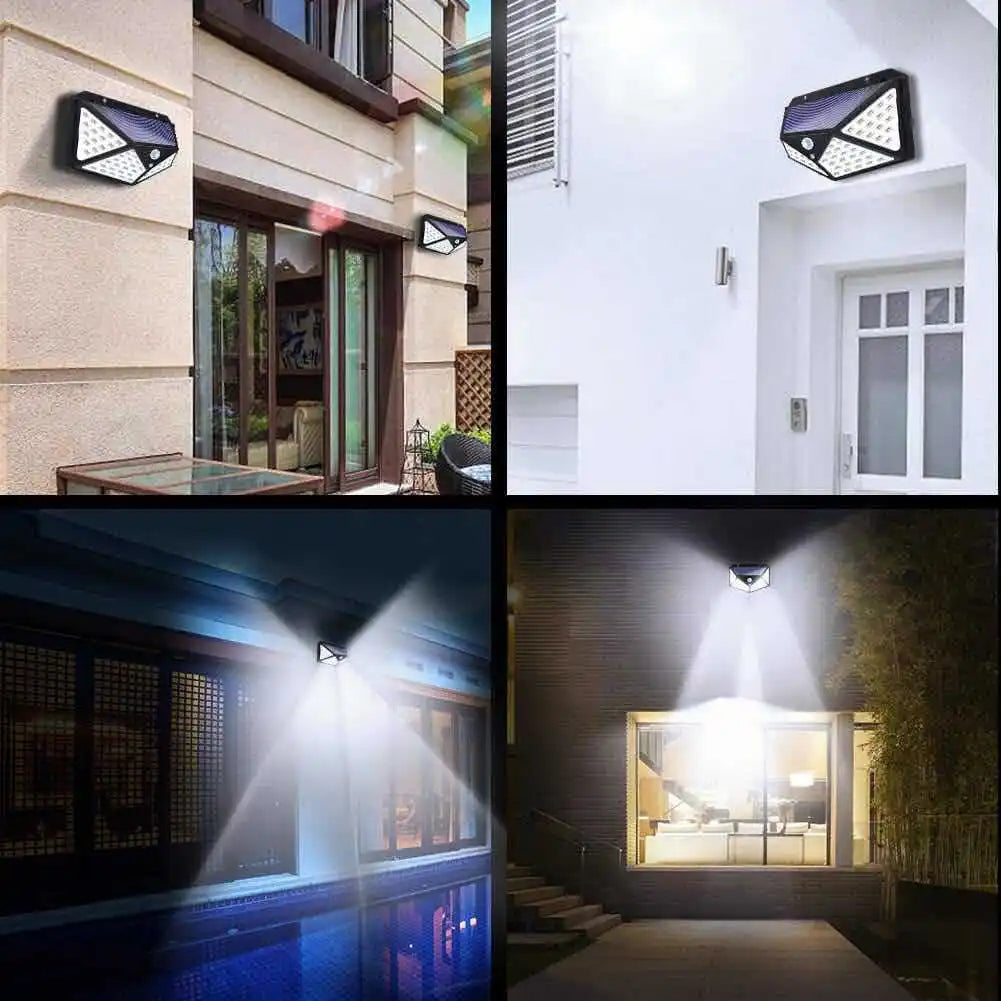 Custom 100 LED Solar Wall Lights Outdoor Solar Lamp Waterproof Motion Sensor Solar Powered Sunlight Street Light for Garden Decoration Manufacturer