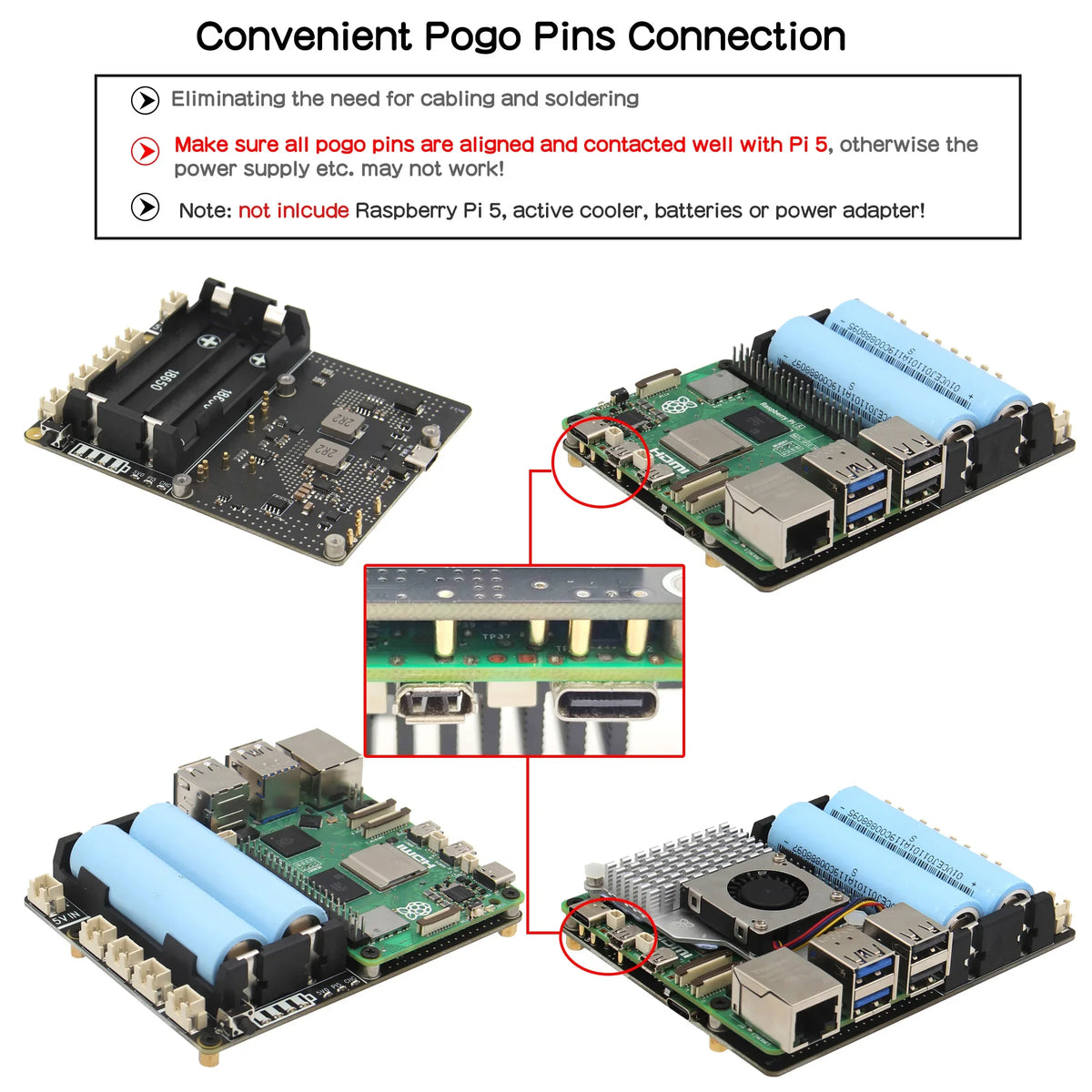 Raspberry Pi 5 18650 UPS, X1201 V1.1 Power Management Board with Auto Power on for Pi 5