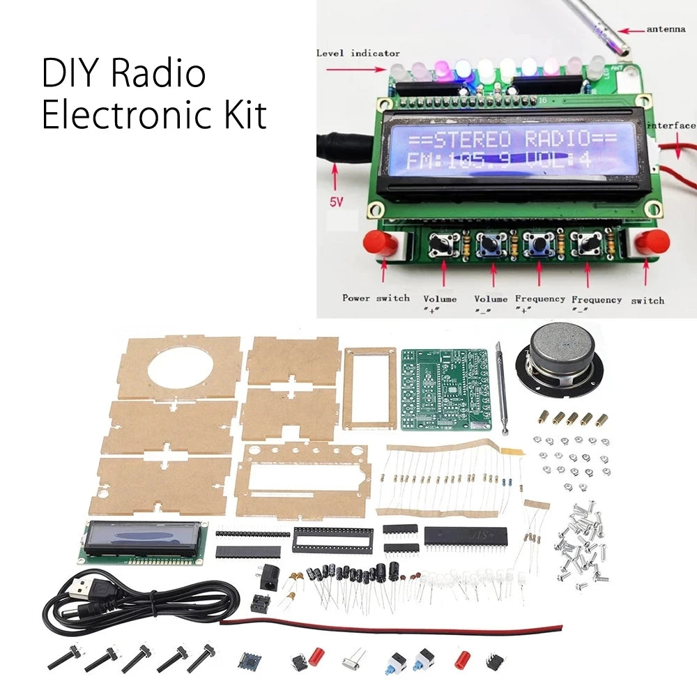 Custom DIY DC 5V Radio Electronic Kit Parts TDA5807 51 Single-chip FM Digital Sound Machine STC89C52 chip 87MHZ-108MHZ Manufacturer