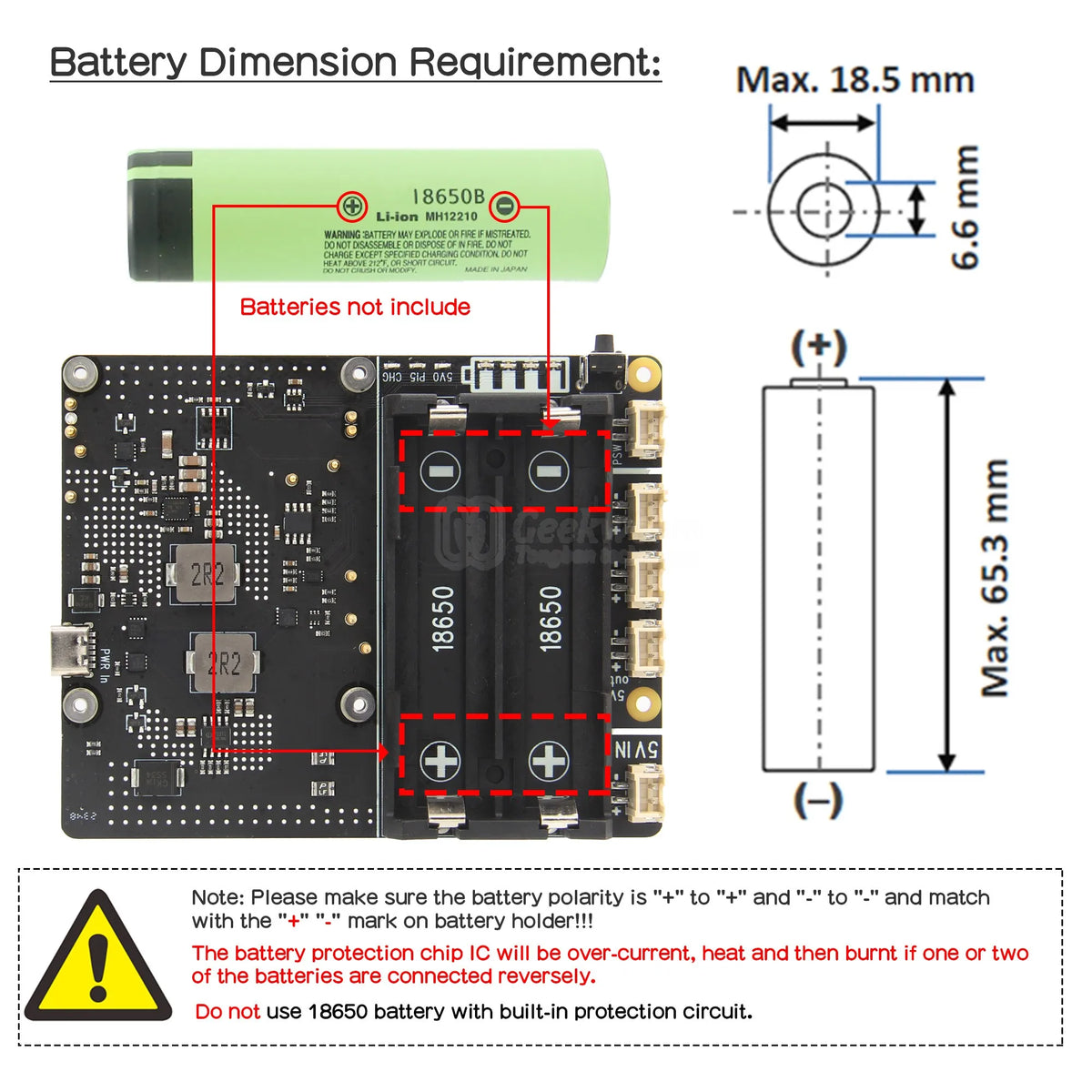 Custom  Raspberry Pi 5 18650 UPS, X1201 V1.1 Power Management Board with Auto Power On for Pi 5