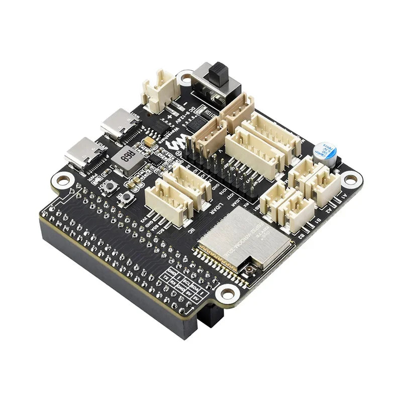 Raspberry Pi 5/4B Motor Driver Board - 9-Axis IMU Smart Car Kit with ESP32 & ROS Robot Expansion Module