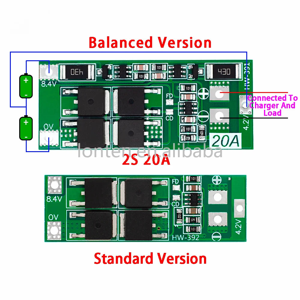 Custom 2S 20A 7.4V 8.4V 18650 Lithium Battery Protection Board/BMS Board Standard/Balance For DIY Manufacturer