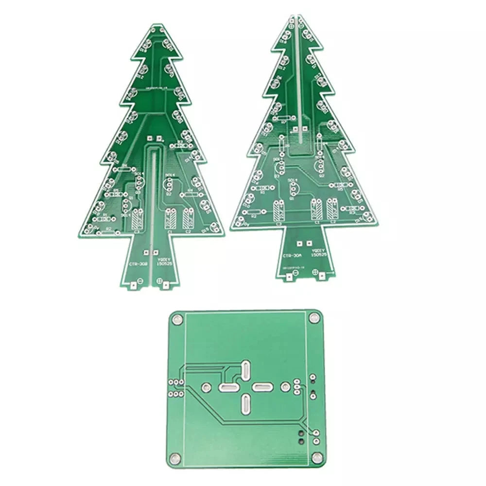 Custom 3D Christmas Tree DIY Kits 7 Color Light Flash LED Circuit Christmas Trees Xmas LED Colorful LED kit Manufacturer