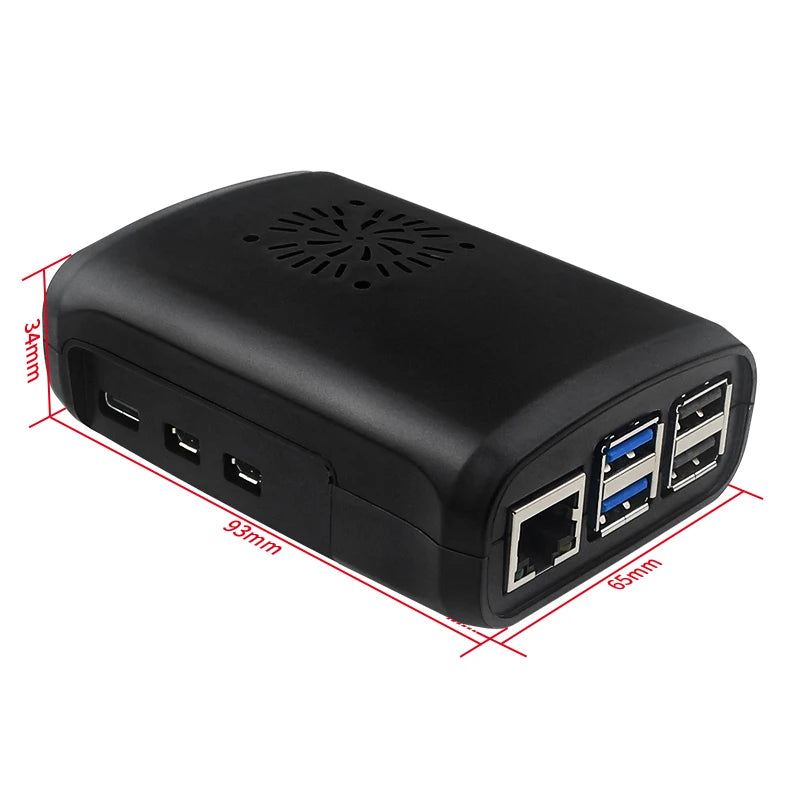 Raspberry Pi 5 ABS Case Black Plastic Shell Compatible for Active Cooler Speed Adjustable PWM Fan for RPI 5 Pi5