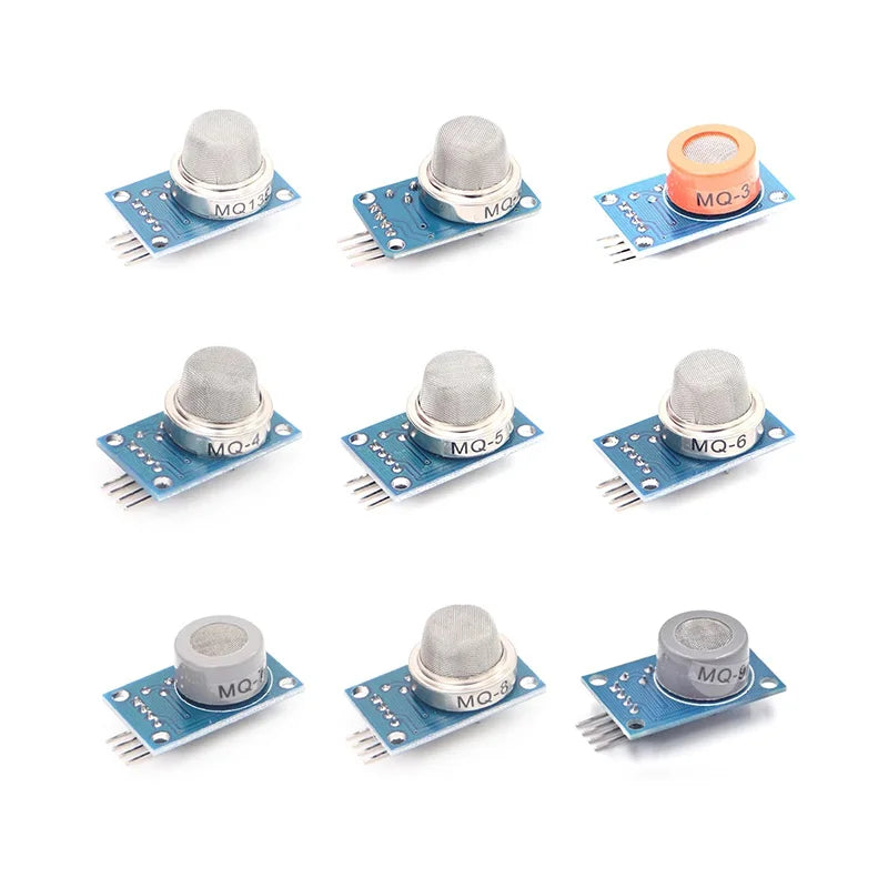 Custom 9pcs/lot Gas Sensor MQ-2 MQ-3 MQ-4 MQ-5 MQ-6 MQ-7 MQ-8 MQ-9 MQ-135 Sensor kit Module Manufacturer