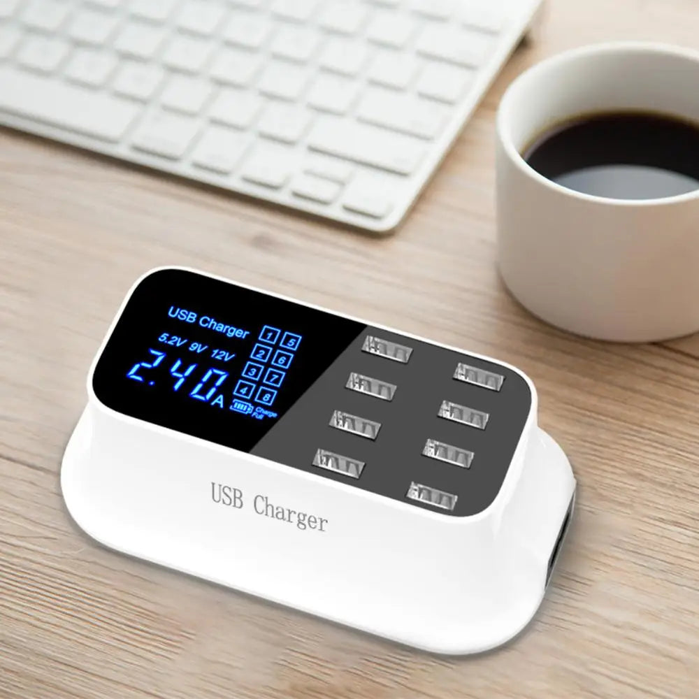 Custom Lonten Quick Charge 3.0 Smart USB Charger Station Led Display Fast Charging Power Adapter Desktop Strip Mobile Phone USB Manufacturer