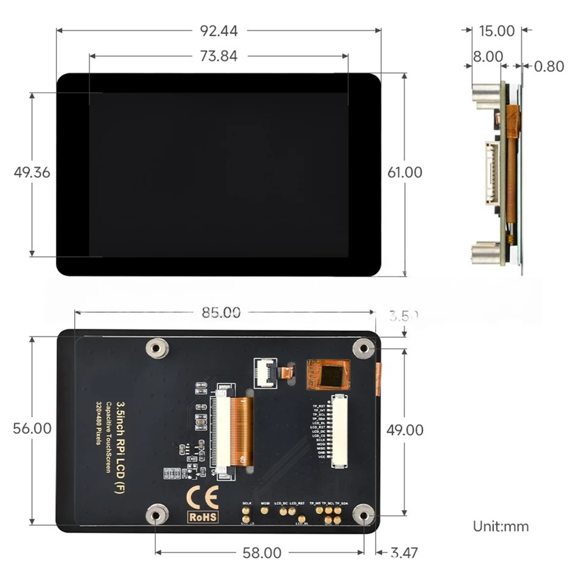 Well Made-For Raspberry Pi 3.5Inch LCD Touchscreen Display 320X480 60Fps IPS Panel For Raspberry Pi 5/Pico/Arduino/ESP32