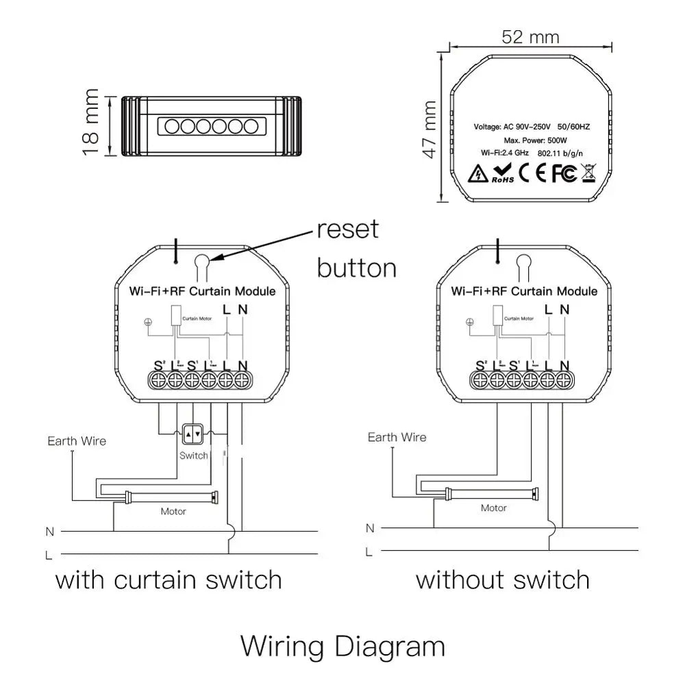 Custom WiFi RF Smart Curtain Module Switch for Electric Roller Shutter Motor Tuya Wireless Remote Control Work with Alexa Google Home Manufacturer