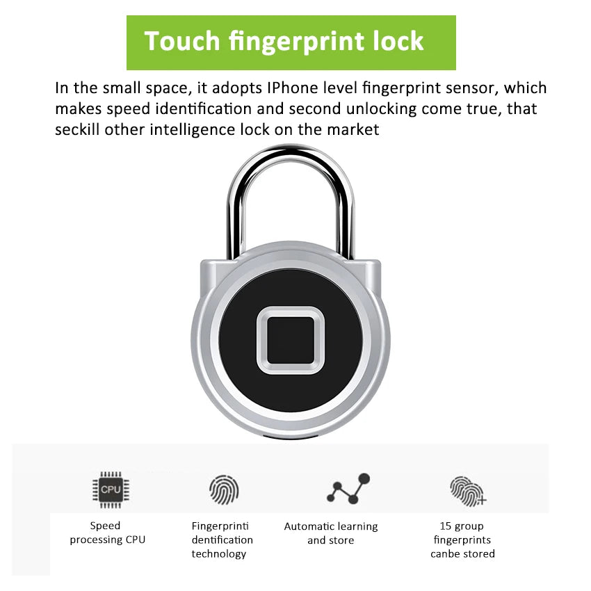Custom Lonten Smart home Biometric Fingerprint Padlock Backpack Waterproof Smart Lock fingerprint lock Manufacturer