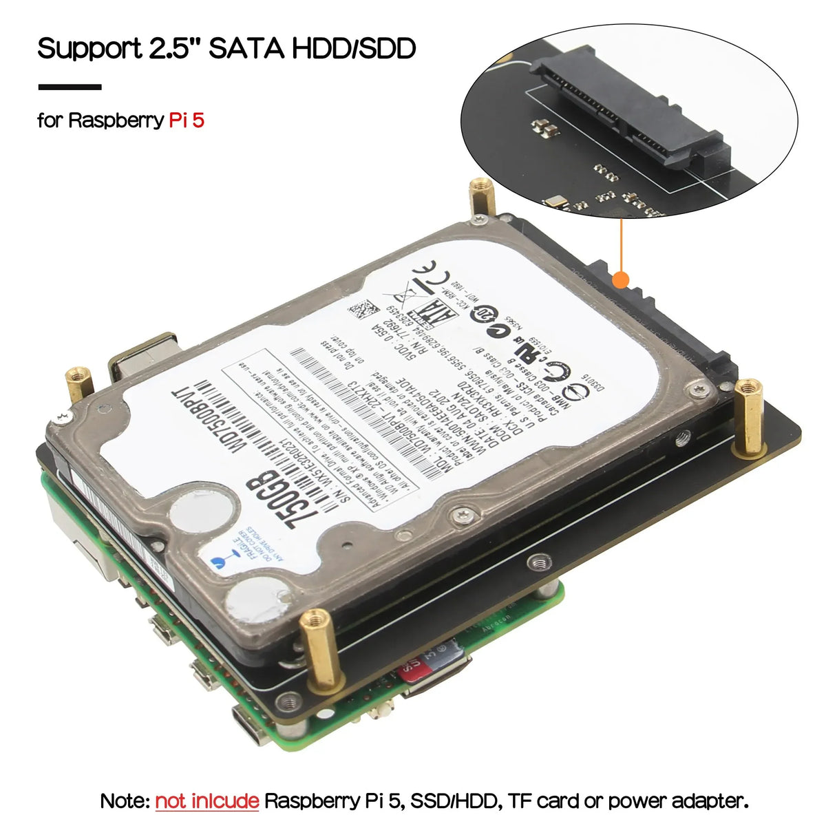 X1100 2.5" SATA HDD / SSD Shield for Raspberry Pi 5