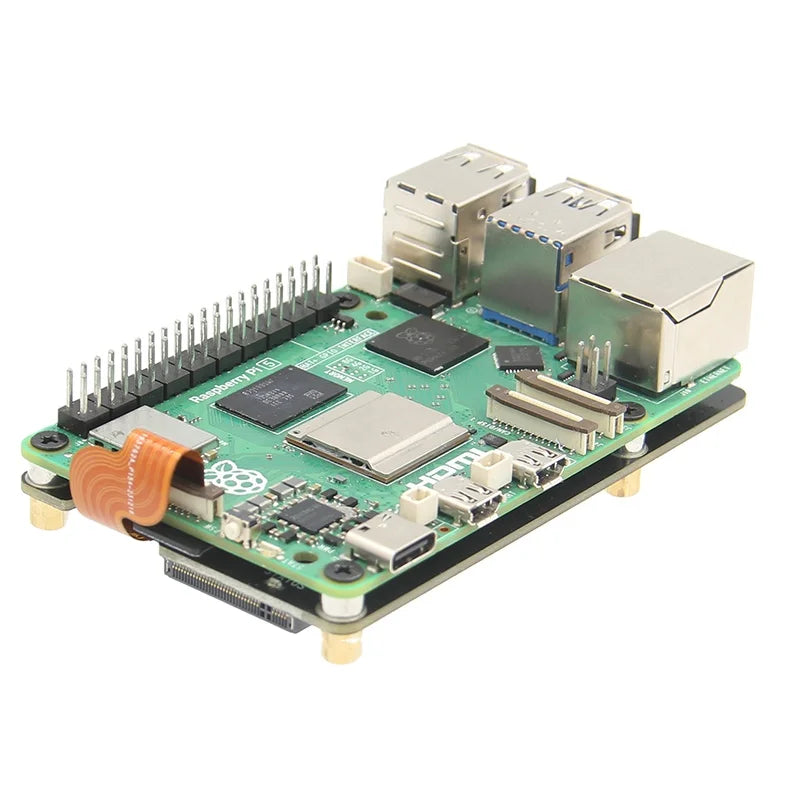Custom X1002 PCIe to NVMe Board with P580 Metal Case for Raspberry Pi 5 Education and Learning
