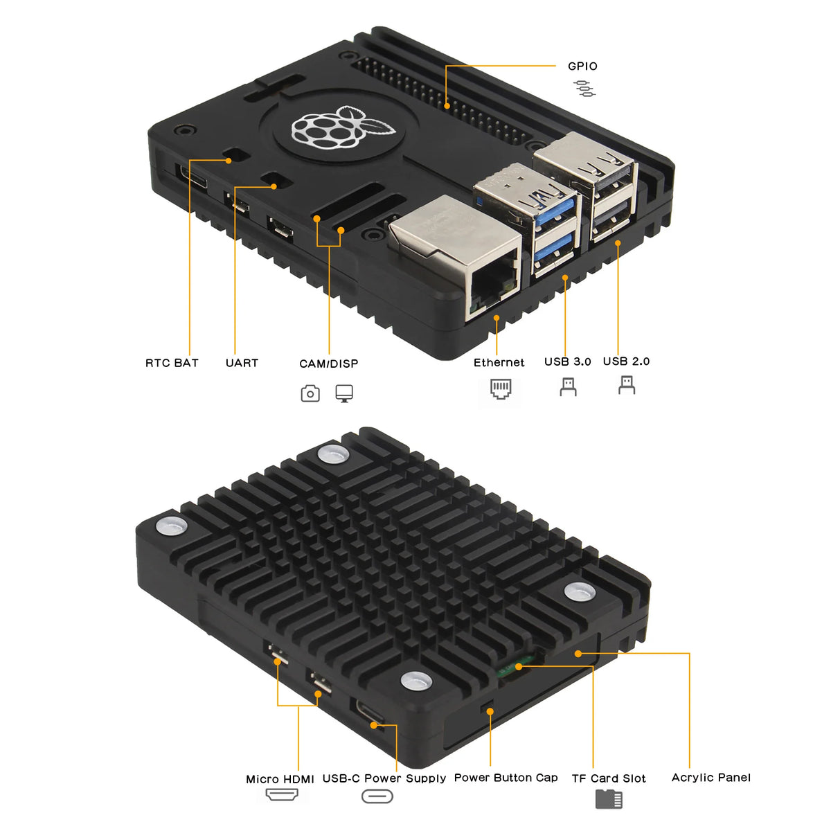 Custom  Raspberry Pi 5 Ultra-Thin CNC Aluminum Alloy Passive Cooling Case (N310)