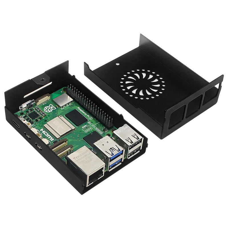 Raspberry Pi 5 Aluminum Alloy Case Black Optional Active Cooler Speed Adjustable PWN Fan PD 27W Power Supply