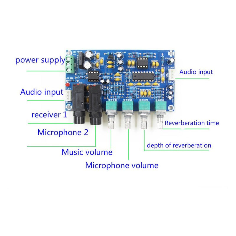 PT2399 Two-way microphone Karaoke machine Preamplifier dual NE5532 echo KTV reverbration Karaoke Amplifier board pcb assembly customize