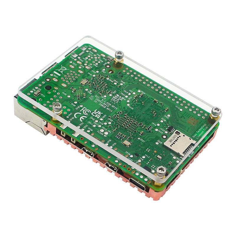 Raspberry Pi 5 Pure Copper Heatsink Acrylic Base Case Optional Fan Passive Active Cooling for  Raspberry Pi 5