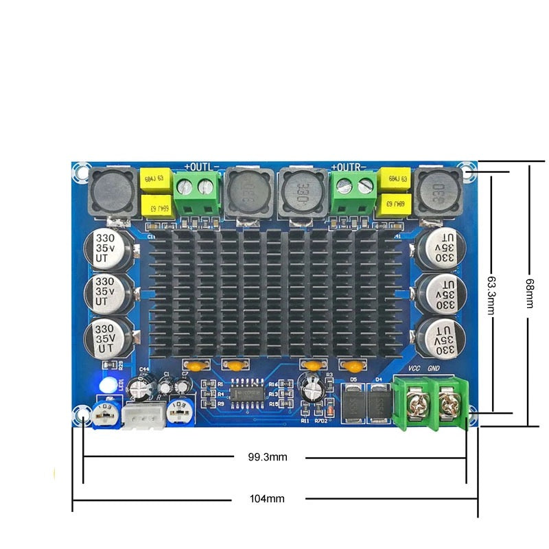 2*150W 2 Channel TPA3116 digital Power Stereo Amplifier Board dual With TL074C op preamplifier Audio Amplifier pcb assembly Customize