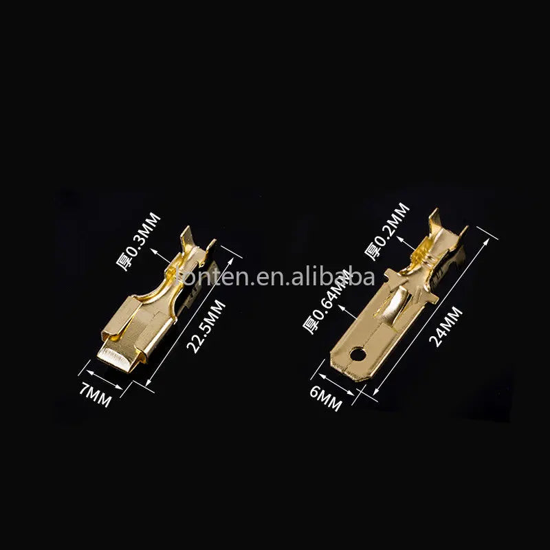 Custom 50Pcs/lot 6.3mm Automotive Connector Female Male Crimp Terminal for Car Electric Wire Connectors Gold-plated Copper Manufacturer