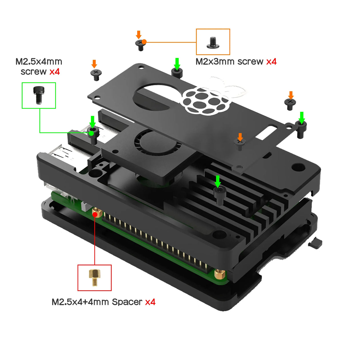 Raspberry Pi 5 Ultra-Thin CNC Aluminum Case with Fan Active Cooler (N311)