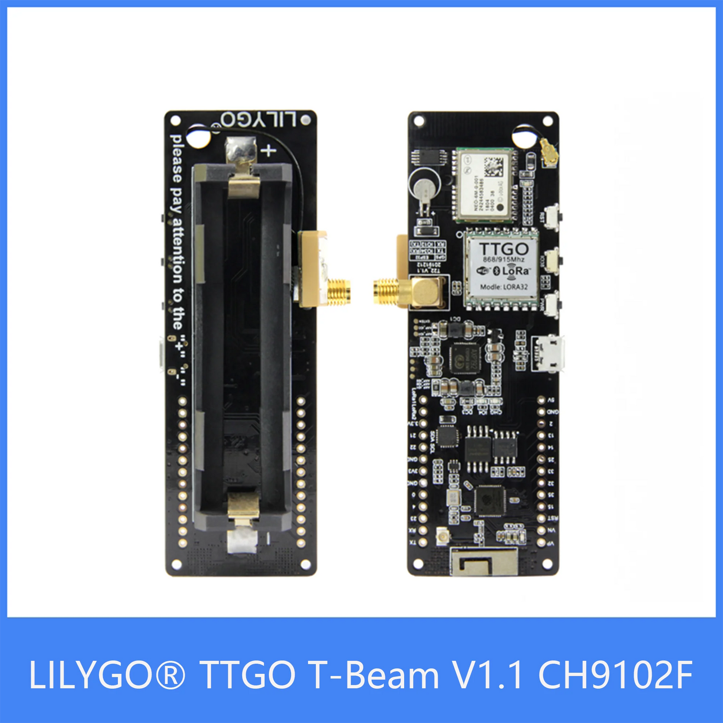 Custom TTGO T-Beam V1.1 ESP32 433/868/915/923Mhz WiFi Wireless BT Module GPS NEO-6M sma LORA 32 18650 Battery Holder Manufacturer