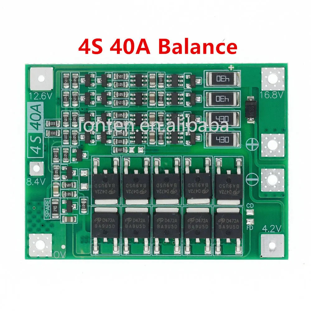 Custom 3S/4S 40A/60A Li-ion Lithium Battery Charger Protection Board 18650 BMS For Drill Motor Enhance/Balanced 11.1V/12.6V/14.8V/16.8V Manufacturer