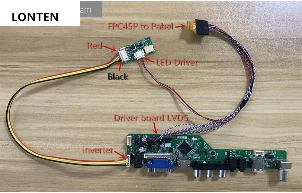 Custom Lonten Upgraded LTL101AL06 LTN101AL03 10.1 inch LVDS Adapter Plate Converter Board 0.3mm 1ch 8bit 45Pin FFC FPC LVDS Conversion Manufacturer
