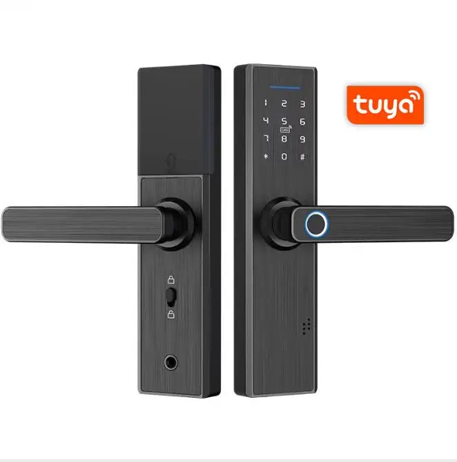 Custom Wifi Electronic Door Smart  Lock With Tuya APP Remotely  Biometric Fingerprint  Smart Card Password tuya smart lock Manufacturer