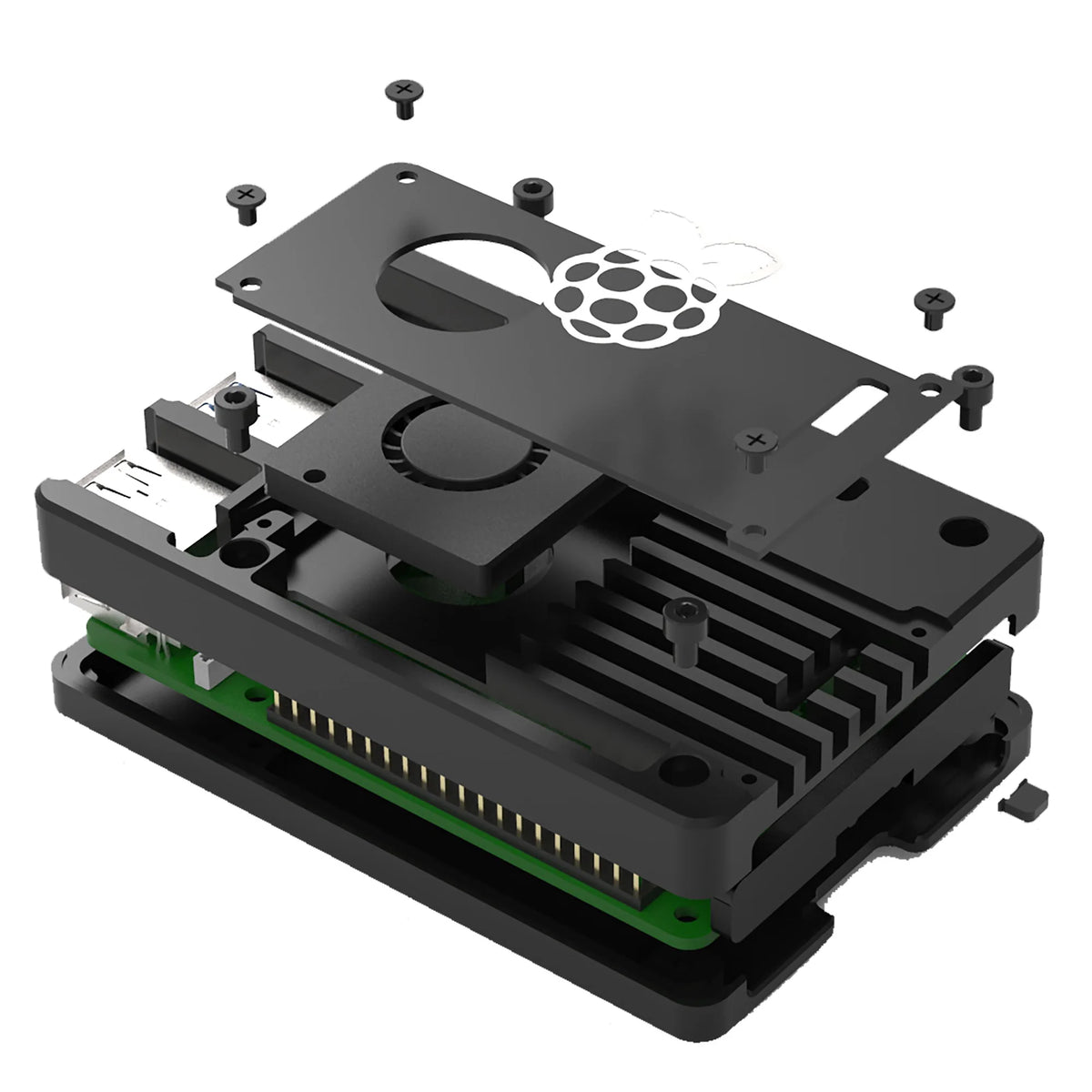 Custom  Raspberry Pi 5 Ultra-Thin CNC Aluminum Case with Fan Active Cooler (N311)