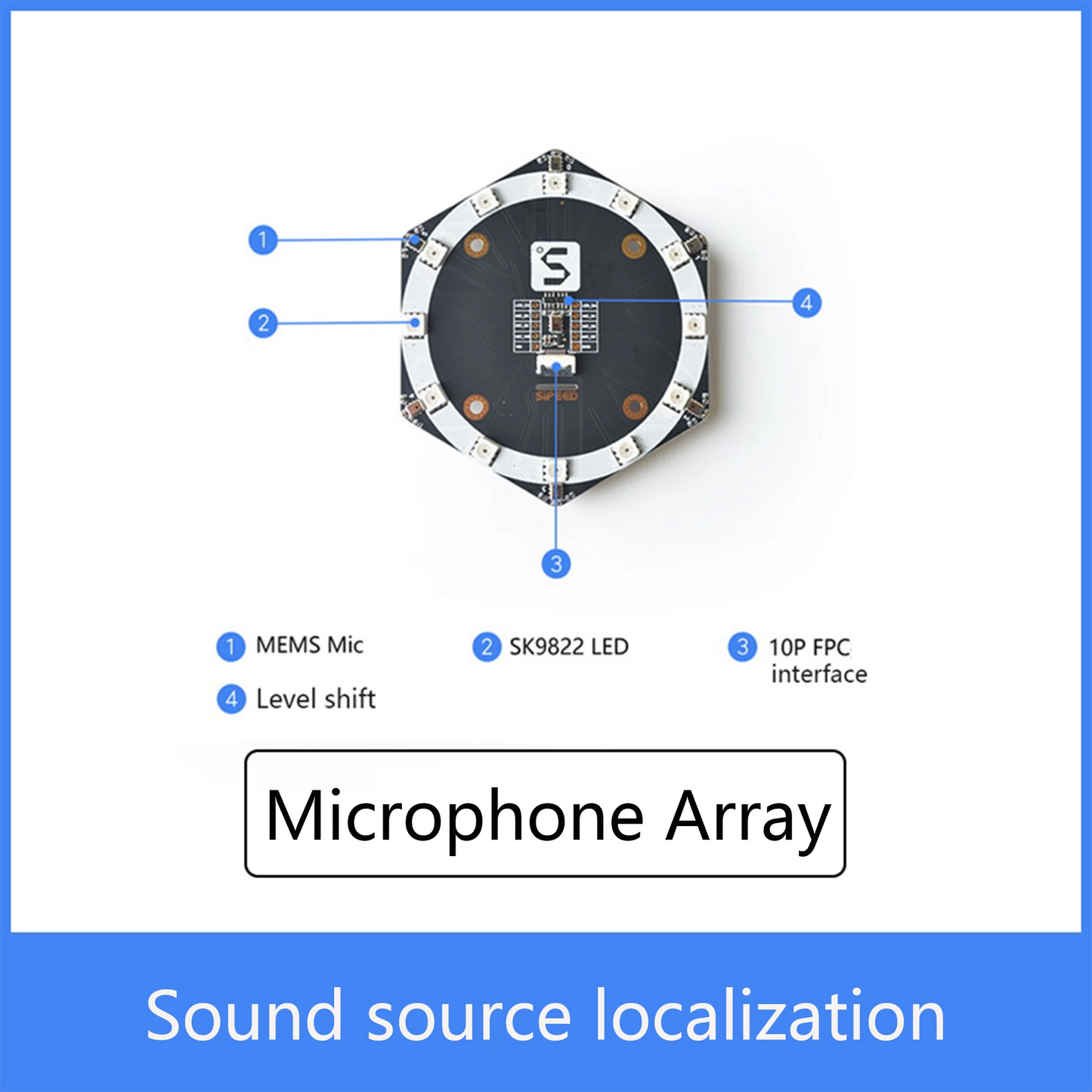 Custom Sipeed 6+1 Mic Array Sound Source Localization Beamforming Speech Recognition Microphone Array Sipeed Authentic Manufacturer