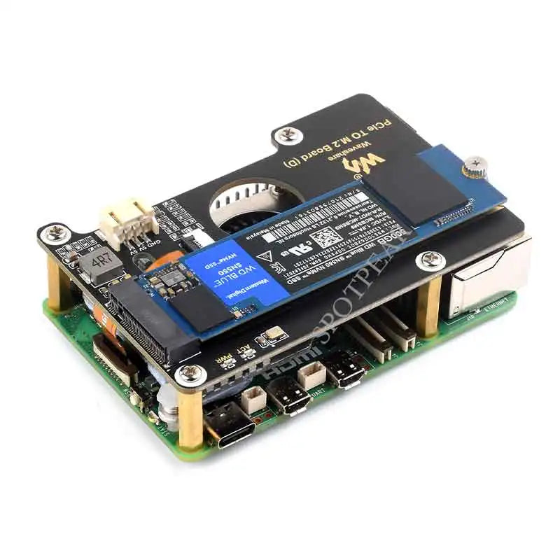 Raspberry Pi 5 PCIe to M.2 NVMe SSD Adapter Board (D) HAT Pi5-2280-2242-2230 for PI5 Made in China