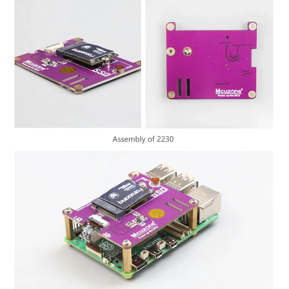 MPS2242 , PCIE M.2 NVME SSD HAT for Raspberry Pi 5, Support 2230 2242  Gen3 Custom