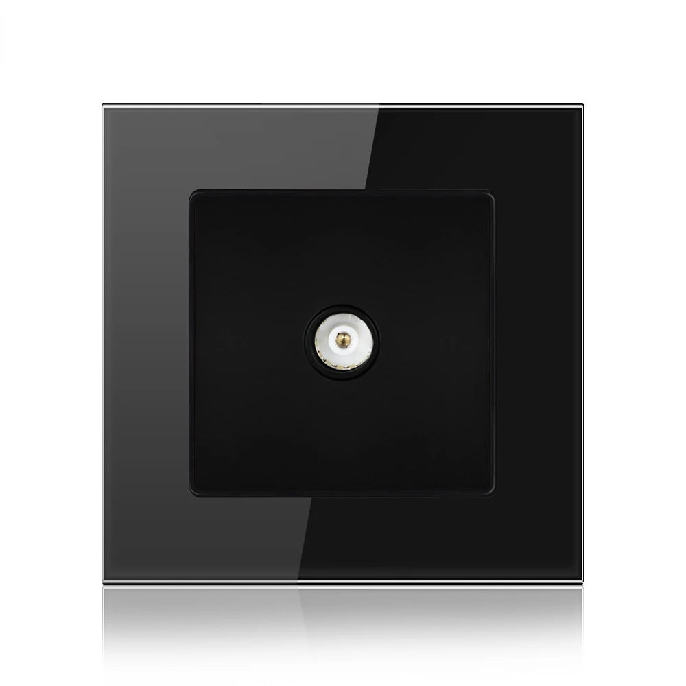 Custom TL- new TV interface socket home decoration wall TV signal access outlet 86 mm* 86mm crystal tempered glass white Manufacturer