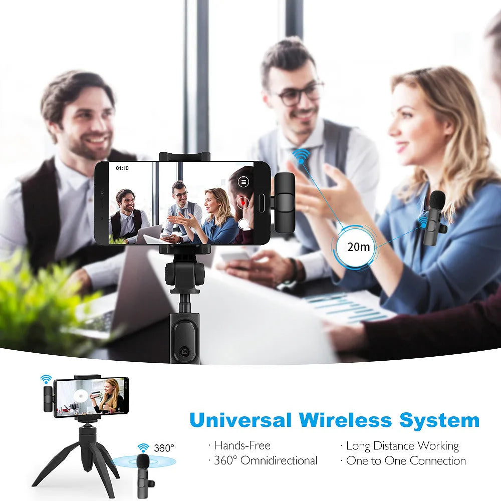 Custom Wireless Lavalier Microphone Noise Cancelling Audio Video Recording Mini Mic for iPhone Android Xiaomi Live Broadcast Game Mic Manufacturer