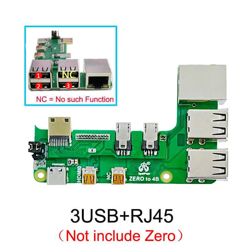 Custom Raspberry Pi Zero 2w To 3B/4B Interface Adapter Zero To Pi3/Pi4 Expansion Board Pi Zero Pi0 USB HUB RJ45 HAT Manufacturer