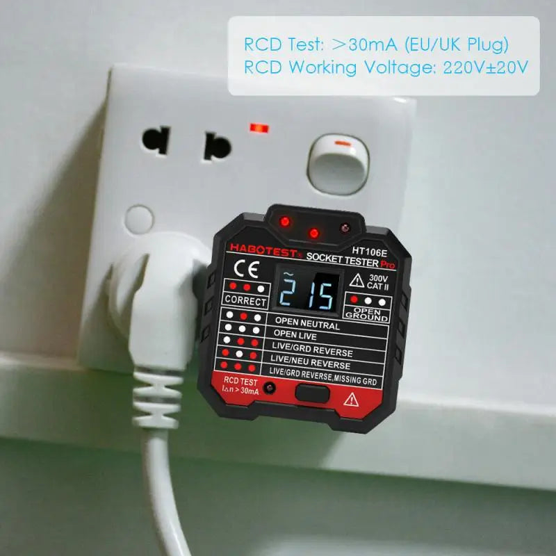 Custom New Digital Display Socket Tester Power Socket Wiring Detection Wall Plug Breaker Finder RCD Test Socket Detector EU/US/UK Manufacturer