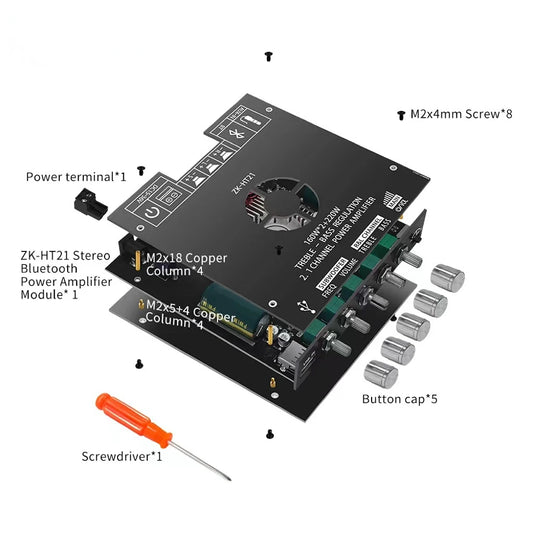 Custom LT-EGOLDEN ZK-HT21 BT digital power amplifier module 2.1 channel TDA7498E, high pitch, low pitch, neutral, no logo Manufacturer