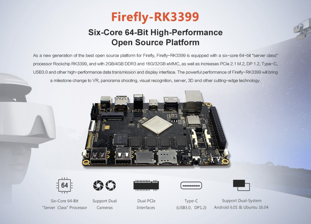 Custom Firefly RK3399: 6-Core 64-bit High-Performance 2G/4G DDR + 16G eMMC Dual Cameras Demo Board for AR VR Custom PCB pcba buyer