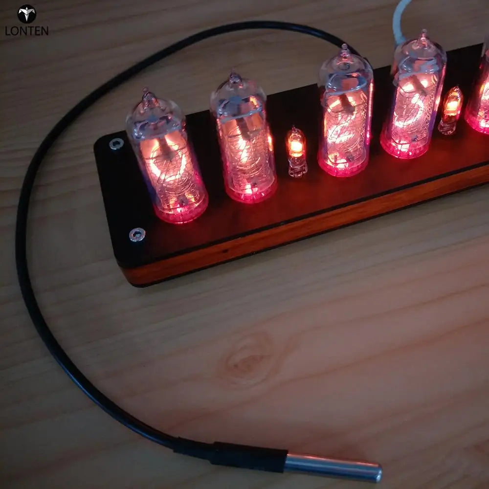 Custom Lonten IN14 Glow Tube Clock GPS Time Calibration Clock Infrared Remote Control Glow Clock with Wooden Shell Manufacturer