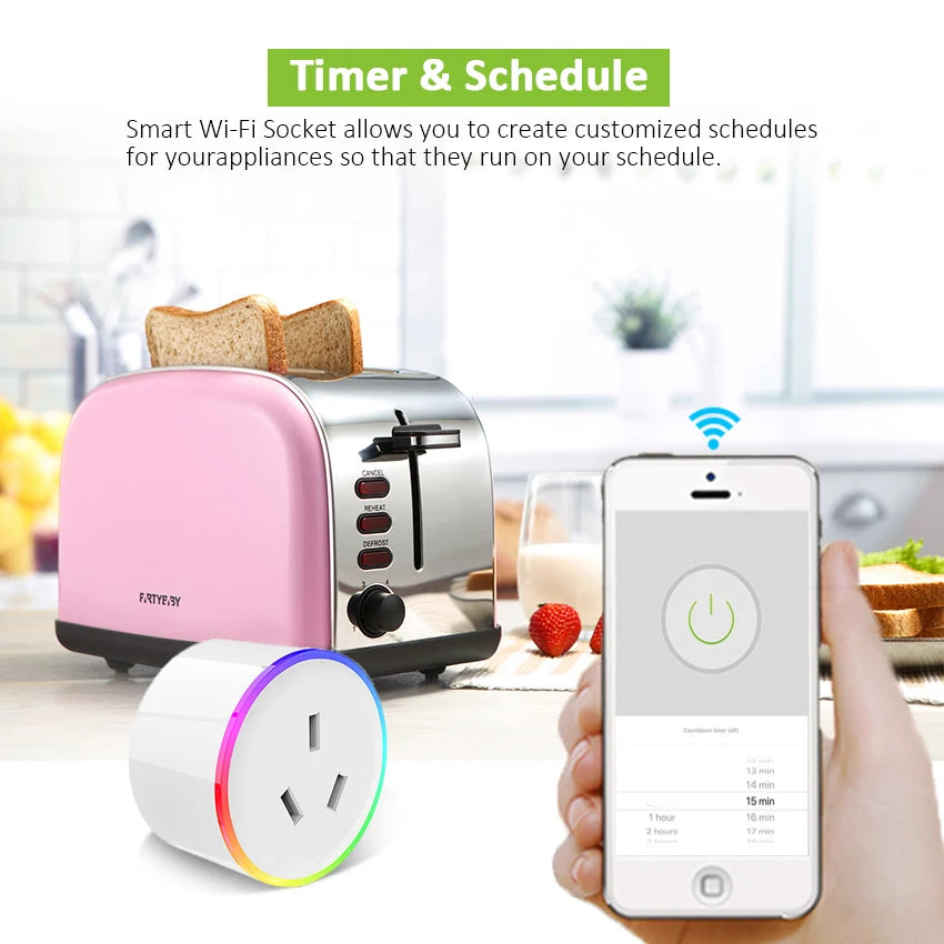 Custom Lonten new Smart Plug Wifi Smart Socket AU NZ Plug 10A Night Light Type wall power plug works With Alexa Google Home Mini Manufacturer