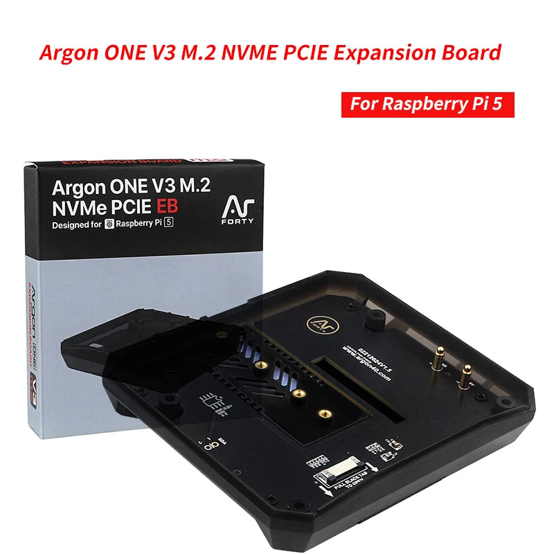Argon ONE V3 M.2 NVME PCIE Expansion Board(Only) Built-in Aluminum Heatsinks for Raspberry Pi 5