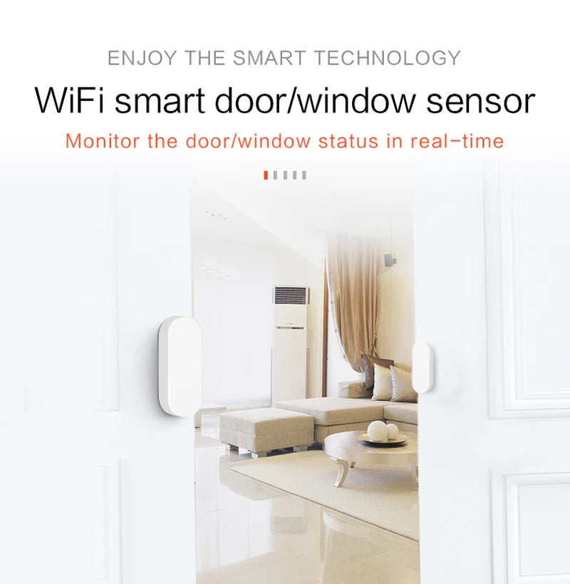 Custom Lonten WIFI Smart Door Window Sensor App Notification Alerts Battery Operated Home Security Sensor Tuya Support Alexa Google Hom Manufacturer