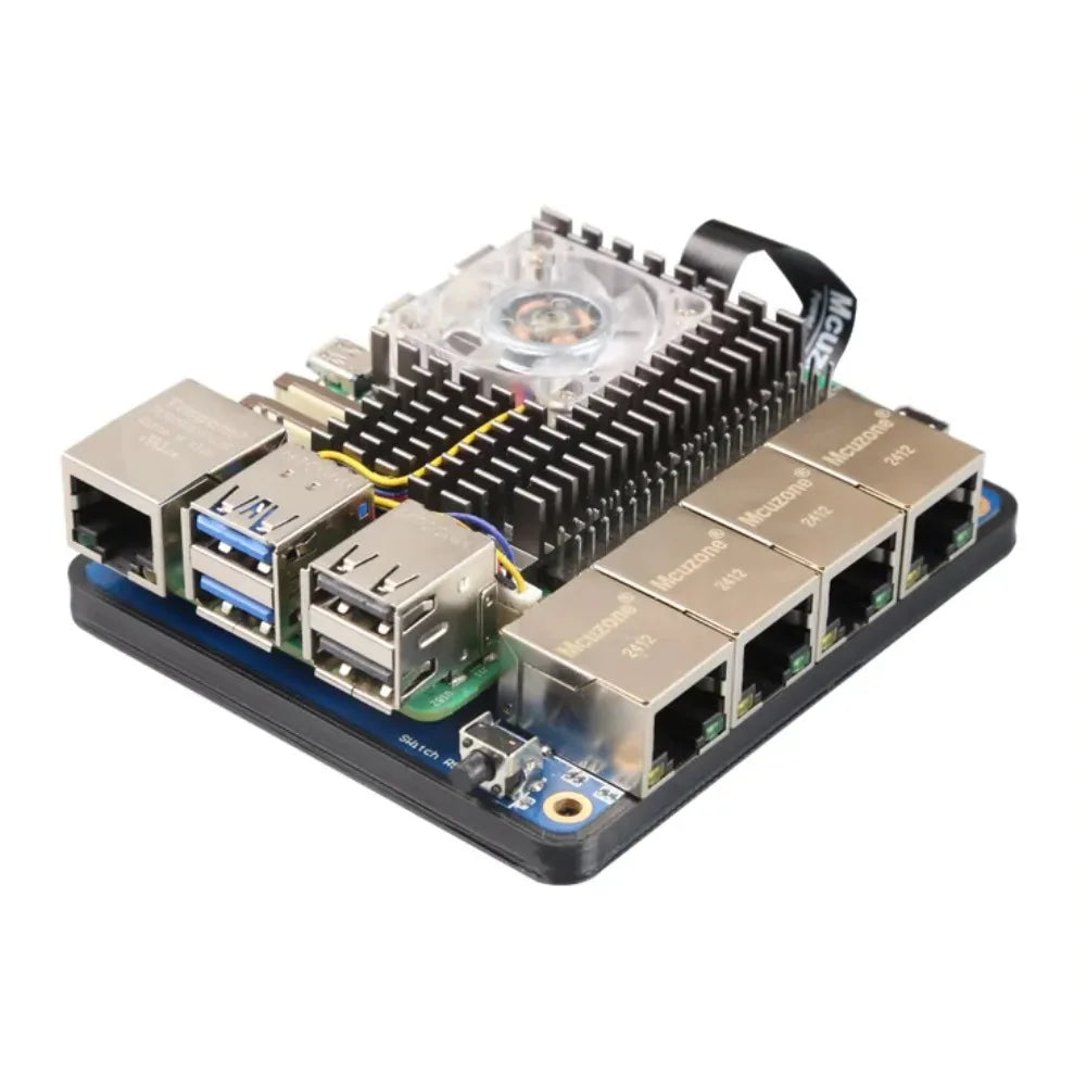 MPRG4-Case, Raspberry Pi 5 PCIE To 4xGiga Ethernet Boot, Driver Free with RPi OS and Openwrt Custom