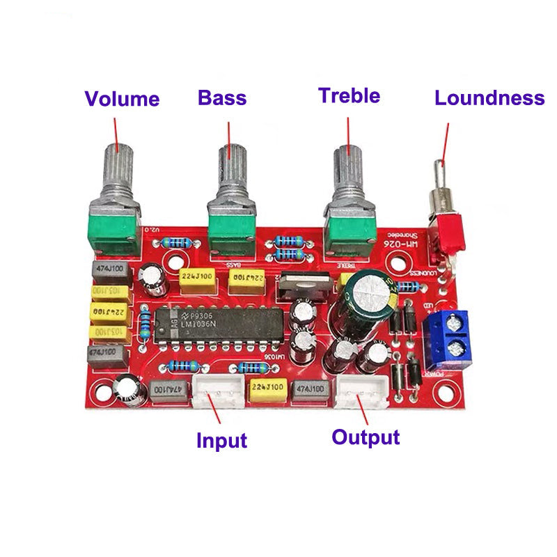 LM1036 OP-AMP HIFI Pre Amplifier Preamplifier Volume Tone Treble Bass Loudness Control audio amplifier board Preamp pcb assembly customize