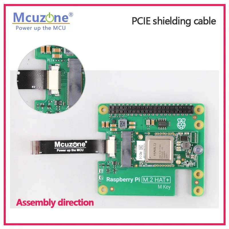 0.5mm 16pin Opposite FPC PCIe Shielded Cable 5cm, with PCIe Differential Impedance for Raspberry Pi 5 M.2 AI HAT + Custom