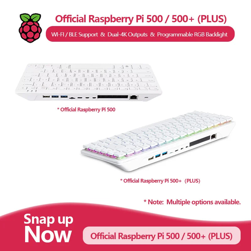 Original Raspberry Pi 500 / 500+ with Dual 4K Outputs Wi-Fi/ Support Programmable RGB Backlight Desktop Use