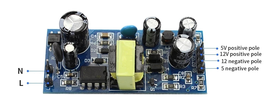 Custom 5V 12V switching power supply 220V input dual output VIPER12A switching power module Manufacturer