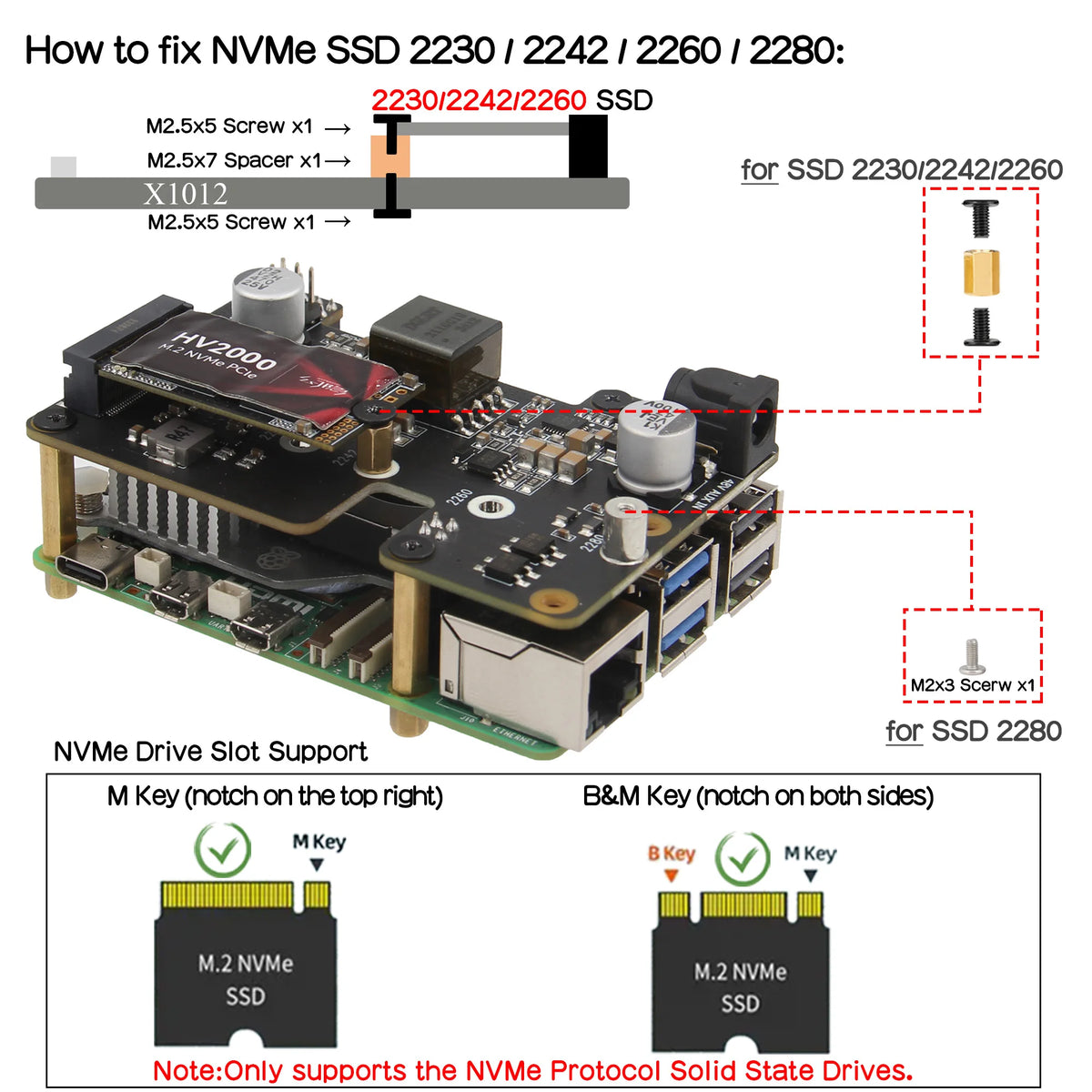Custom  X1012 POE NVME Shield | POE HAT for Raspberry Pi 5