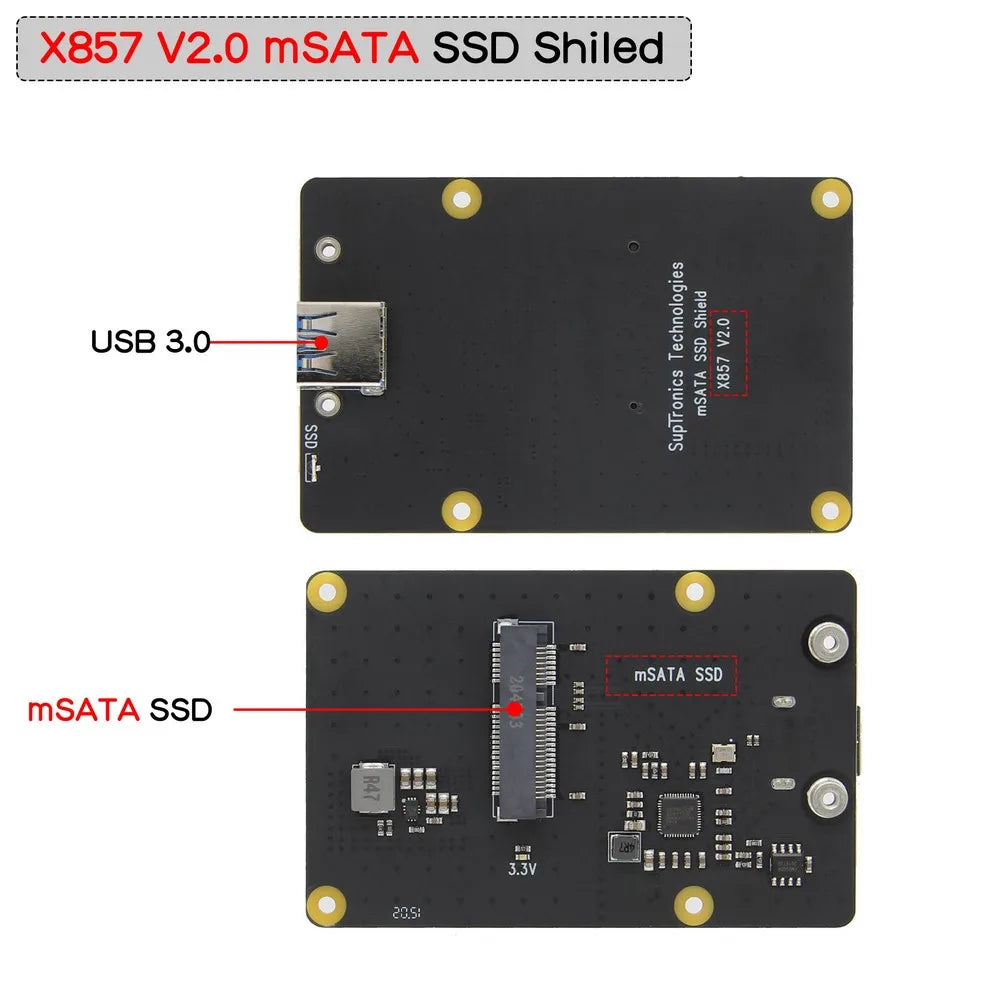 Custom Raspberry Pi 4 Model B mSATA SSD X857 V2.0 Shield + X735 Power Management Board + X857-C3 Matching Metal Case Manufacturer